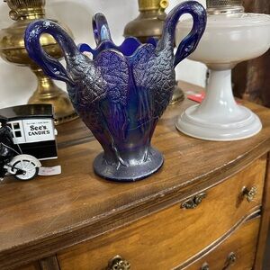 Irridecent Imperial glass vase. Swan
About 1940